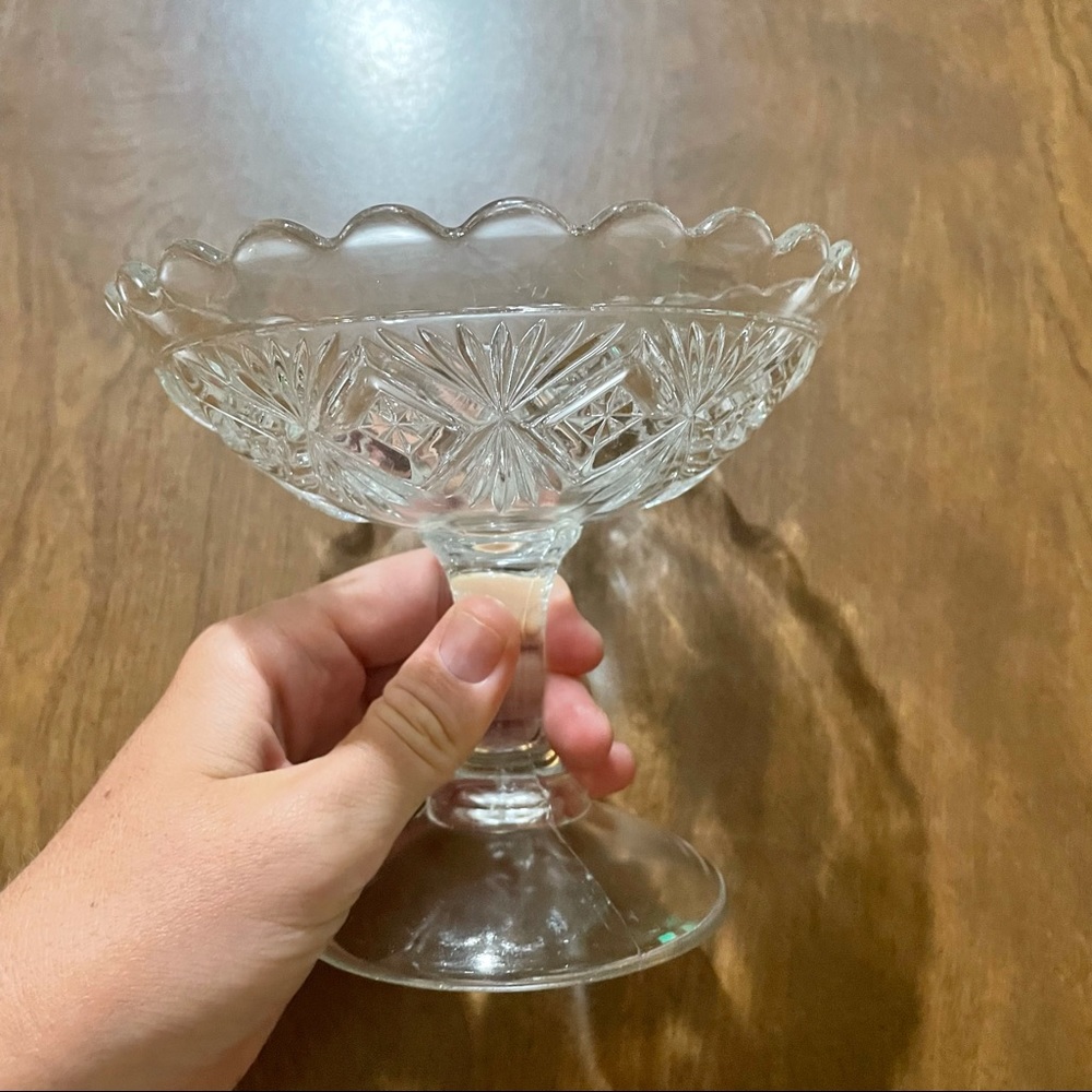 Vintage pedestal cut crystal bowl